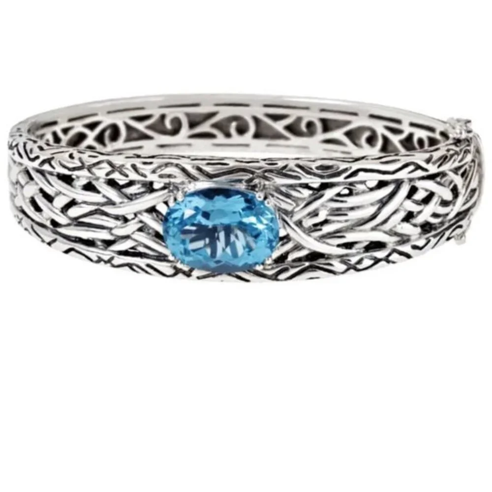 Effy 925 Lagoon Sterling Silver Blue Topaz Bangle, 10.64 TCW